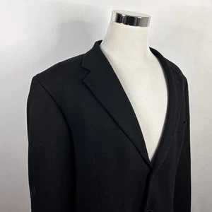 Oscar de la Renta 48L Sport Coat Cashmere Blend All Black Three Button Lined - Picture 1 of 8