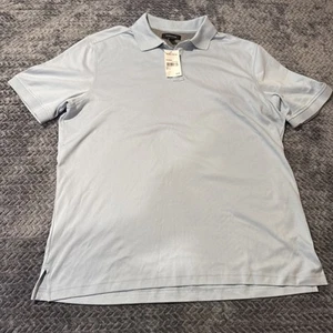 NWT! Nordstrom Collar Polo Shirt Mens Sz L Light Blue Short Sleeve Stretch - Picture 1 of 8