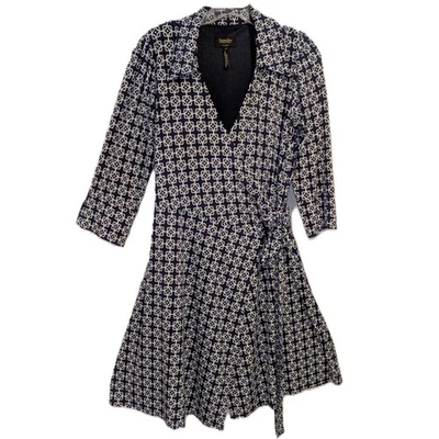 Vestido envolvente Laundry by Shelli Segal azul y blanco talla S Foto 1 de 4