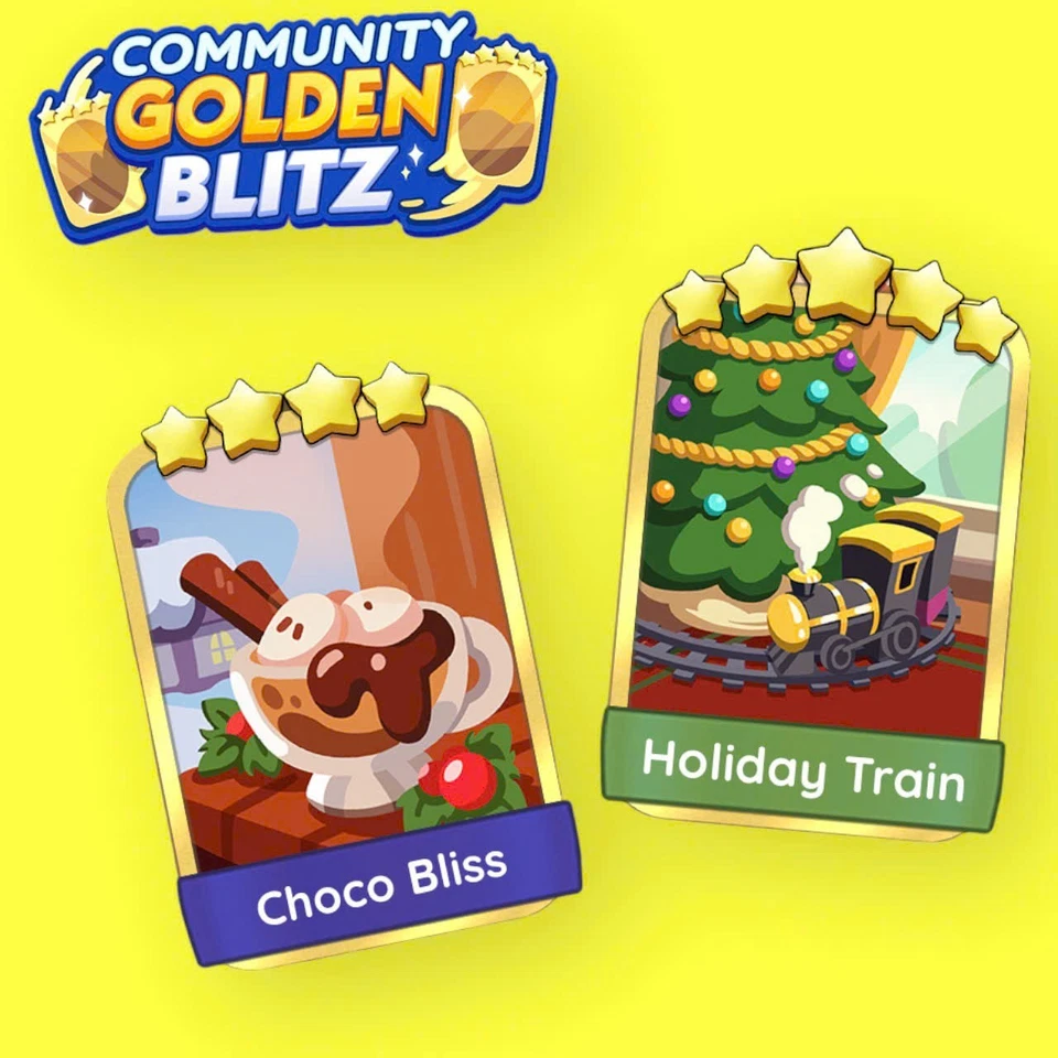 Monopoly_Go STICKERS Golden Blitz Choco Bliss & Holiday Train  DELIVERY CHEAPST - Image 1 of 1