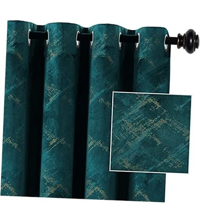  Luxury Velvet Curtains 108 Inches Long Thermal 52"W x 108"L (Pack of 2) Teal - Image 1 of 4