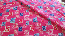 Vtg Barbie Fabric Mattel Springs Industries Pink VARSITY LETTER 1 Yard 45" NEW