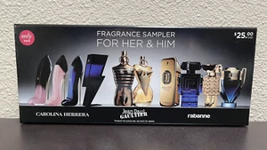 Fragrance Sampler Set For Him & Her CAROLINA HERRERA + JEAN P GAULTIER + RABANNE - Picture 1 of 5