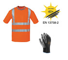 Warnschutz T-Shirt orange UV Faktor 40 Elysee Warn Shirt Warnshirt  + Handschuhe