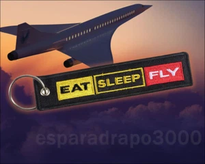 Keychain EAT SLEEP FLY Funny Humor Aircraft Aviation Crew Air Hostess Car Flight - Bild 1 von 1