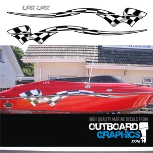 Pair of Crownline LPX 3D chequered flag decals, suitable for 18ft - 22ft hulls - Bild 1 von 3