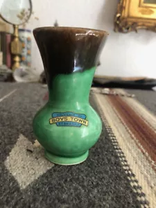 SOUVENIR OF BOYS TOWN NEBRASKA 3.5" VASE Green Pottery - Picture 1 of 3