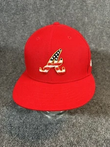 Cappello Cappello Baseball New Era Atlanta Braves (Rosso, 7 1/4, Bandiera USA, MLB, 59Fifty) - Foto 1 di 8
