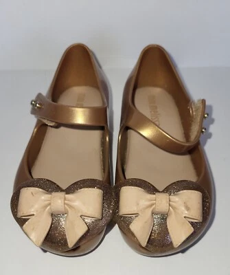 Mini Zapatos Melissa Corazón Arco Jelly Mary Jane Talla 7 Dorado Foto 1 de 4