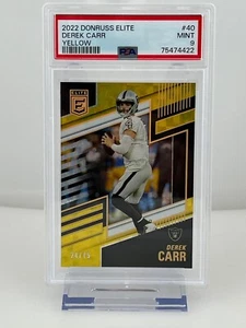 2022 Donruss Elite Derek Carr Yellow /75 PSA 9 - Picture 1 of 2