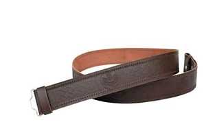 Leather Kilt Belt Adjustable size for Kilts Highland Brown Thistle Embossed - Picture 1 of 1