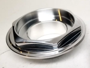 Polished Alum Center Hex Hub Cap for BBS RS RC -Small Thread -1/4 Height +Emblem - Picture 1 of 15