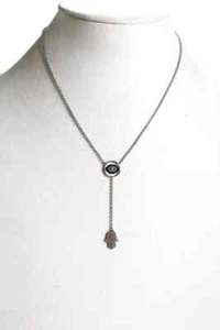 Rarities Womens Sterling Silver Turquoise Diamond Evil Eye Dangling Necklace 18" - Picture 1 of 5