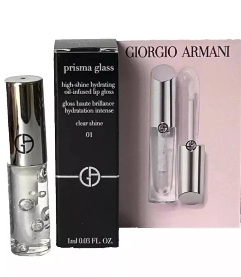 Giorgio Armani Prisma Glass Lip Gloss In 01 Clear Shine 1ml Travel Size New - Image 1 of 1