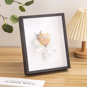 Natral Wood Black Shadow Box Frame Multi-size Display Case Dried Flower - Picture 1 of 14