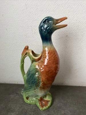 Ancien Pichet Broc Canard Colvert Barbotine Saint Clement France  - Photo 1/4