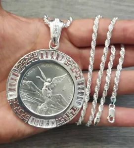 cadena bizel y moneda 1 OZ plata 925 75 gramos 24" larga 3.3mm ancha - Imagen 1 de 9