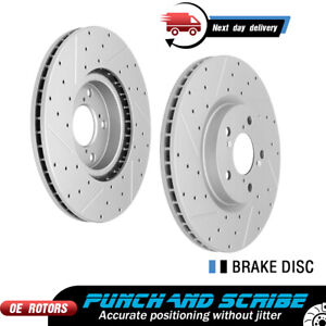 Pair Front Drilled & Slotted Disc Brake Rotors for Honda Pilot Acura MDX RLX ZDX