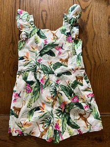 Janie and Jack Tropic Of Conversation Jungle Short Romper EUC Monkey Bow Size 6 - Picture 1 of 5
