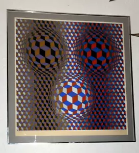 Victor Vasarely Silkscreen "Nebulus" Signed Numbered and Archivally Framed - Picture 1 of 13