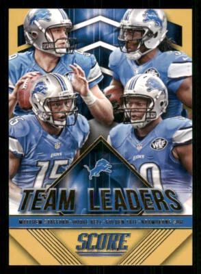2015 Score Team Leaders Gold #14 Golden Tate/Joique Bell/ Stafford/Ndamukong Suh - Image 1 of 2