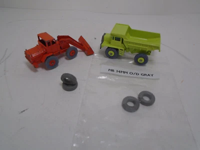 MATCHBOX 14MM THICK GREY PLASTIC TIRES! FIT 69B HATRA, M-B/K-8 GUY TRANSPORT 1PR - Image 1 of 4