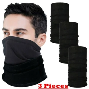 3 Pieces Black Multi-use Tube Scarf Bandana Head Face Mask Neck Gaiter Head Wear - Picture 1 of 6