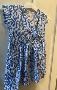 Diane Von Furstenberg XSmall 4/5 Blue Sea Twig Knee Length Faux Wrap Dress - Picture 1 of 4