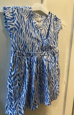 Diane Von Furstenberg XSmall  4/5 Blue Sea Twig Knee Length Faux Wrap Dress - Image 1 of 4