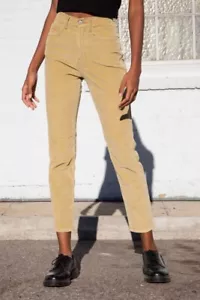 Ultimo! Pantaloni in velluto a coste Brandy Melville kaki marrone marrone chiaro vita alta Jane nuovi con etichette taglia M - Foto 1 di 10