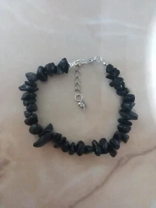 Black Obsidian Chip Gemstone Bracelet - Picture 1 of 5