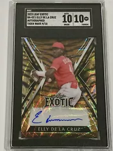 2023 Leaf Exotic Elly De La Cruz Prospect SGC 10 w/10 Auto Tiger Wave /10 (9/10) - Picture 1 of 2