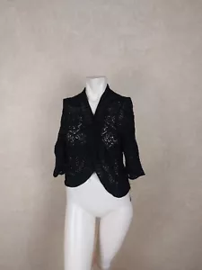 Nuevo suéter para mujer negro crochet talla pequeña PM NUEVO CON ETIQUETAS _ R3-1 - Imagen 1 de 4