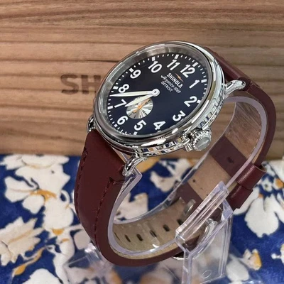 New Shinola The Runwell Blue Dial Cattail Leather Strap Men's Quartz Watch 41mm - Image 1 of 4
