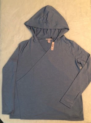 VICTORIAS SECRET Cárdigan Envolvente Sudadera con Capucha Salón Top Azul Bolsillos Capucha Pequeño Foto 1 de 4