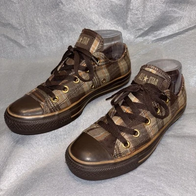 Converse Shoes Chuck Taylor Low Top All Star Brown Fall Plaid Sneakers Women 6 - Image 1 of 4