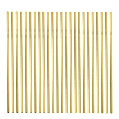 Paquete de 48 pajitas de acero inoxidable de 10,5 pulgadas doradas de 6 mm rectas para vasos de alta resistencia Foto 1 de 4