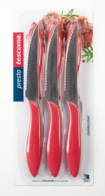 Tescoma Steakmesser 6er Set 12cm Edelstahl Klinge rot spülmaschinenfest OVP - Bild 1 von 3