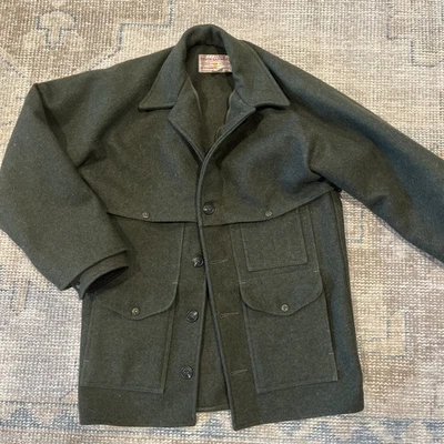 Vintage Filson Style 83 Double Mackinaw Cruiser Coat Jacket Wool Green Sz 38 USA - Image 1 of 4