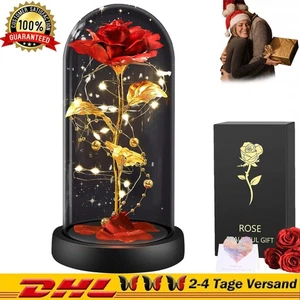 LED Ewige Rose im Glas Geburtstag Valentinstag Geschenk für Frauen Schöne Biest - Bild 1 von 19