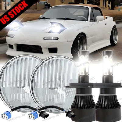 Пара круглых светодиодных фар 7 дюймов для Mazda Miata MX-5 MX5 1990-1997 DOT - Изображение 1 из 4