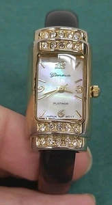 Geneva Platin Damen Quarz Uhr Strass Manschette Armband Y2K neue Batterie - Bild 1 von 12
