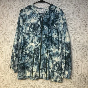 LuLaRoe Jackie Jacke Damen Größe L Aquarell Blau Reißverschluss Kapuze Taschen - Bild 1 von 6