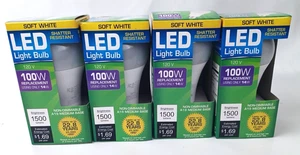 4-pack LED 14W (100W) Soft White 1500 Lumen Indoor/outdoor 22 Yr Light Bulb NEW - Picture 1 of 7