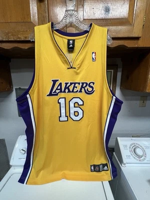 Camiseta Pau Gasol Los Angeles Lakers autêntica Adidas dourada tamanho XXL - Imagem 1 de 4