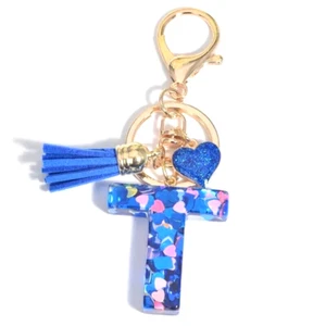 Blue Fashion Letter T Keychain Wallet Bag Backpack Car Key Pendant Men Women New - Picture 1 of 1