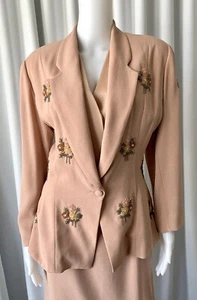 Vintage80s hace 40s Zelda Pink Skirt Suit Beaded Size 10 - Imagen 1 de 11