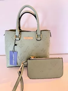 NWT ADRIENNE VITTADINI MADELINE EMBOSSED MINI SATCHEL CROSSBODY BAG GREEN $190 - Picture 1 of 7