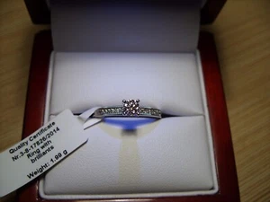 0.38CT NATURAL ROUND CUT DIAMOND ENGAGEMENT RING 14K WHITE GOLD WOW! - Picture 1 of 2