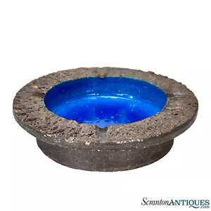 Mid-Century Italian Bitossi Chamotte Pottery Round Rimini Blue Cigar Ashtray - Picture 1 of 9
